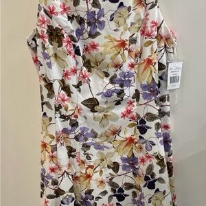 Ronni Nicole White Floral Cold-Shoulder Dress with Purple & Pink Accents Size 14